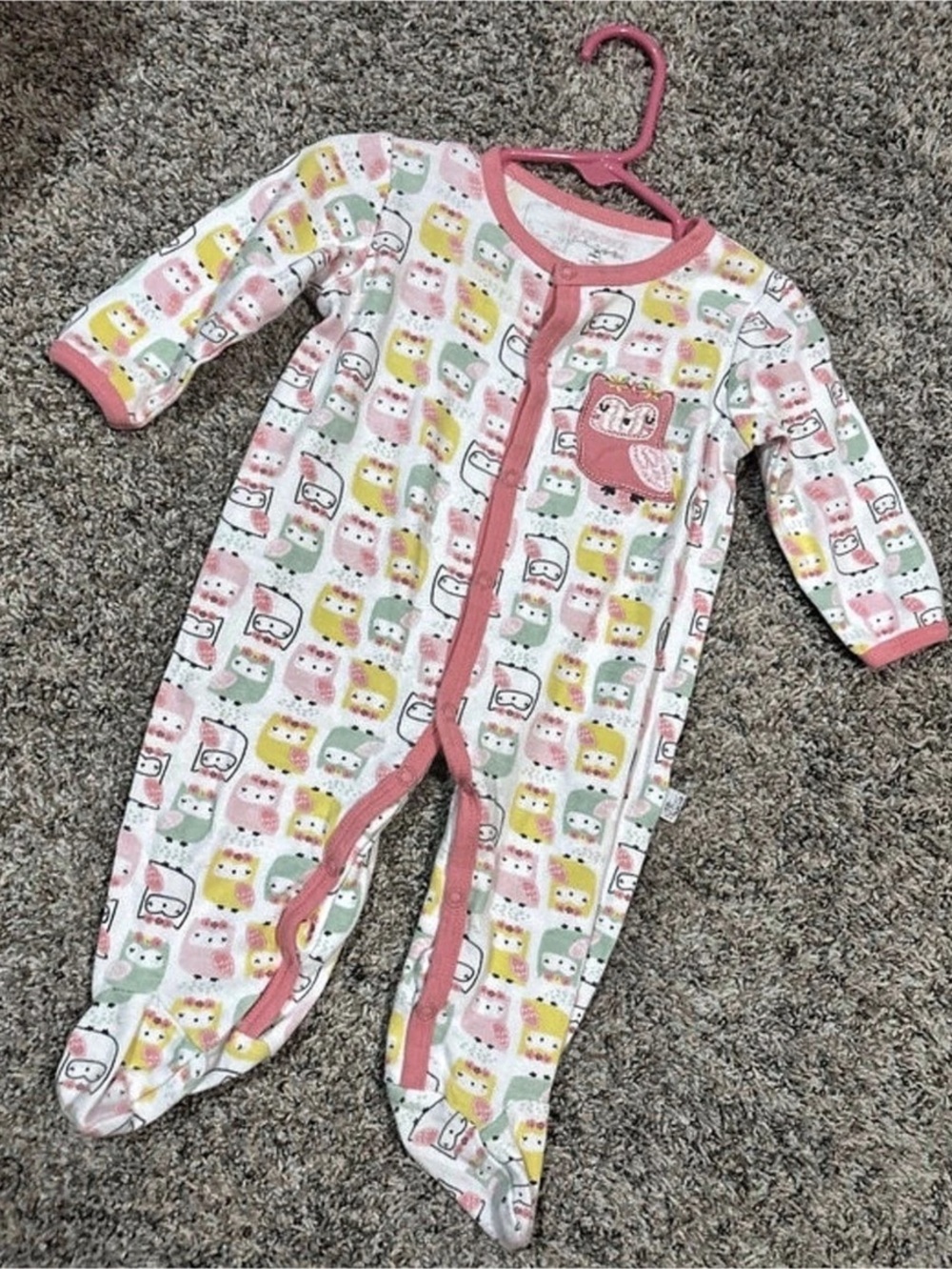 Baby Footie Pajamas in Pink & White